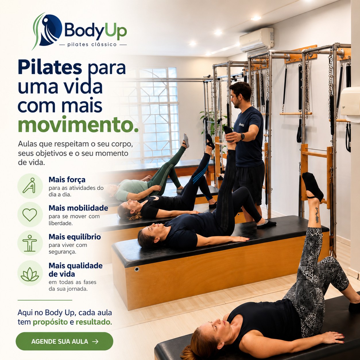 Aula de Pilates no Studio Body Up